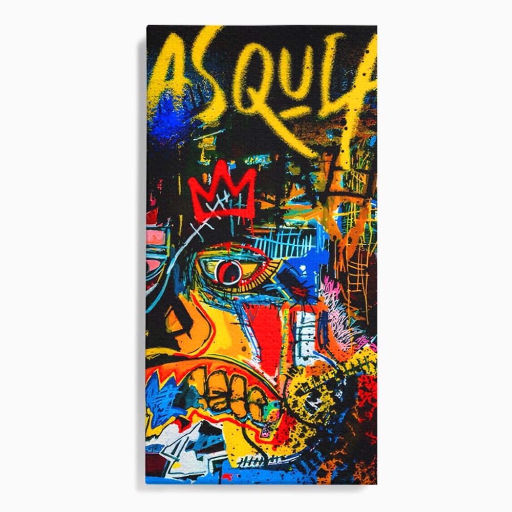 Tablou canvas cu tablou canvas cu portret pop art si coroana rosie, fara rama, pe sasiu de lemn